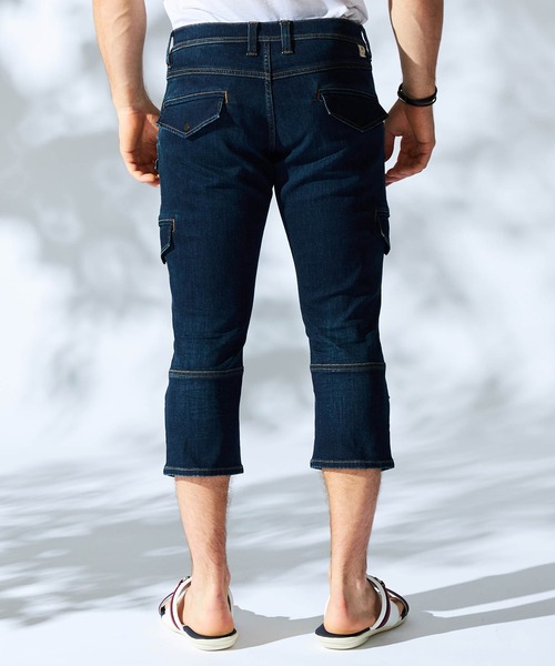 HIDEAWAYS NICOLE（ハイダウェイニコル）の「クロップドデニムカーゴパンツ（カーゴパンツ・メンズ・インディゴブルー/オフホワイト/ブルー・SMALL/MEDIUM/LARGE/X-LARGE）」の7枚目の写真