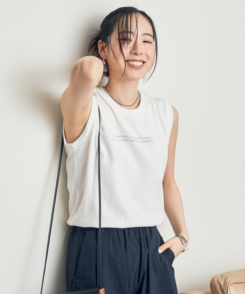 Rouge vif Anna（ルージュヴィフアンナ）の「バックバーティカルロゴタンクトップ（Tシャツ/カットソー・レディース・ホワイト/ブラック/ブルー・フリー）」の4枚目の写真