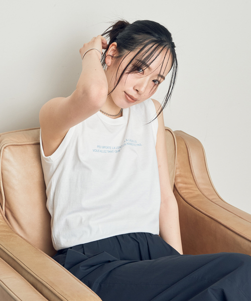 Rouge vif Anna（ルージュヴィフアンナ）の「バックバーティカルロゴタンクトップ（Tシャツ/カットソー・レディース・ホワイト/ブラック/ブルー・フリー）」の7枚目の写真