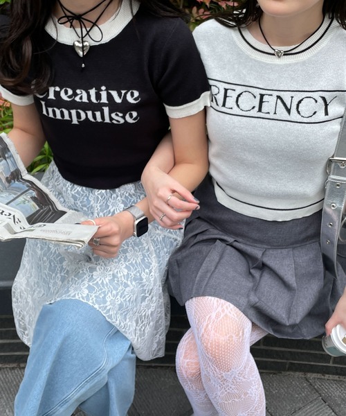 WEGO(ウィゴー)の「WEGO/デザインロゴニット(ニット/セーター・レディース・ブラック/ホワイト・FREE)」の3枚目の写真