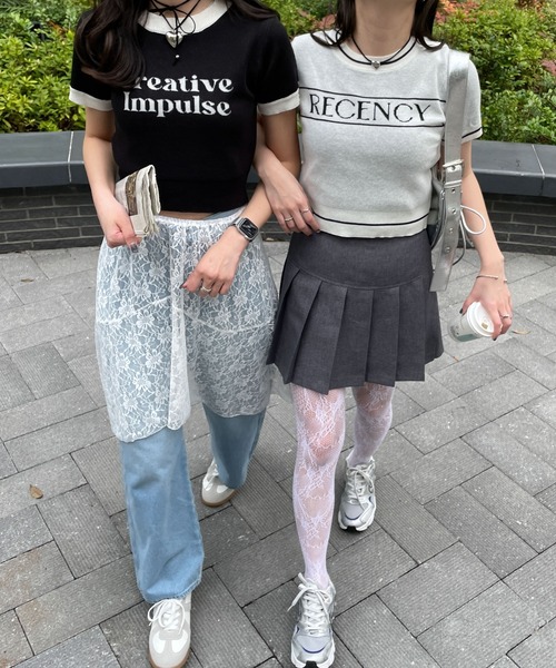 WEGO(ウィゴー)の「WEGO/デザインロゴニット(ニット/セーター・レディース・ブラック/ホワイト・FREE)」の4枚目の写真