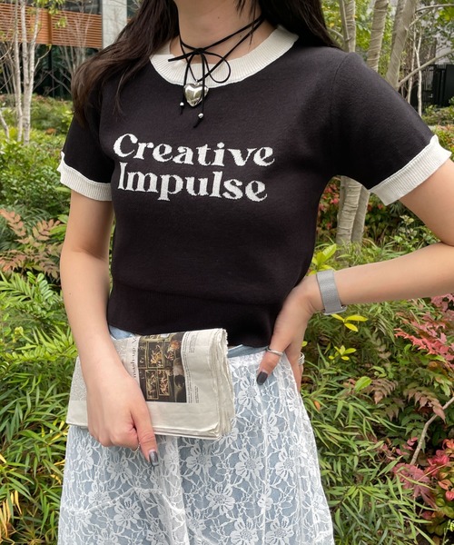 WEGO(ウィゴー)の「WEGO/デザインロゴニット(ニット/セーター・レディース・ブラック/ホワイト・FREE)」の8枚目の写真