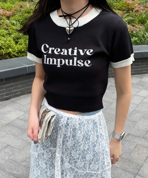 WEGO(ウィゴー)の「WEGO/デザインロゴニット(ニット/セーター・レディース・ブラック/ホワイト・FREE)」の9枚目の写真