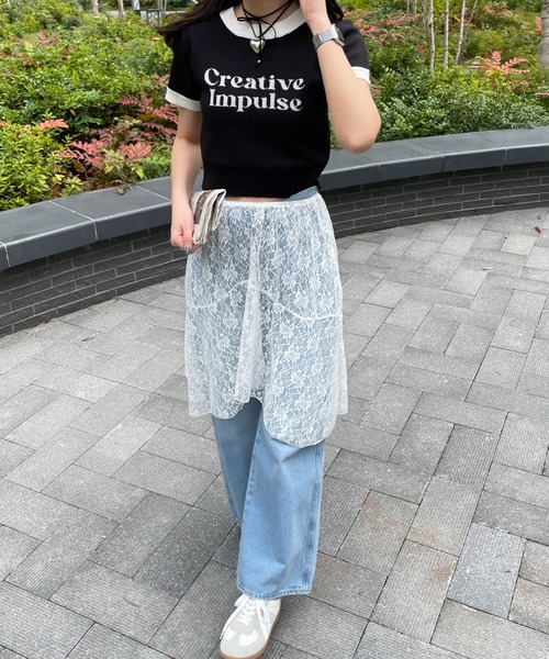 WEGO(ウィゴー)の「WEGO/デザインロゴニット(ニット/セーター・レディース・ブラック/ホワイト・FREE)」の10枚目の写真