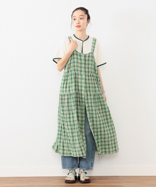 近年　ビームスボーイ　ワンピース　ジャンパースカート　ノースリーブ　チェック 近年 ビームスボーイ ワンピース ジャンパースカート