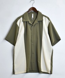 bicolor stitching open collar shirt/バイカラー ステッチ 半袖 オープンカラーシャツ