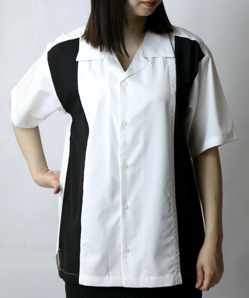 Starting Over(スターティングオーバー)の「bicolor stitching open collar shirt/バイカラー ステッチ 半袖 オープンカラーシャツ(シャツ/ブラウス・メンズ・ホワイト/ブラック/カーキ・M/L/XL)」の13枚目の写真