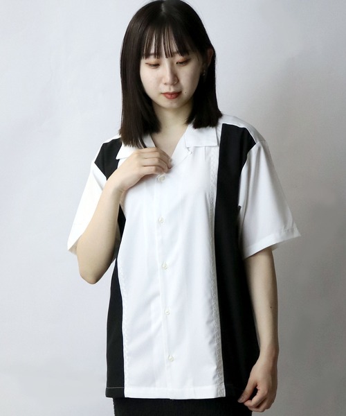 Starting Over(スターティングオーバー)の「bicolor stitching open collar shirt/バイカラー ステッチ 半袖 オープンカラーシャツ(シャツ/ブラウス・メンズ・ホワイト/ブラック/カーキ・M/L/XL)」の14枚目の写真