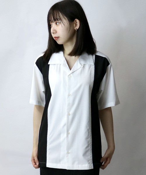 Starting Over(スターティングオーバー)の「bicolor stitching open collar shirt/バイカラー ステッチ 半袖 オープンカラーシャツ(シャツ/ブラウス・メンズ・ホワイト/ブラック/カーキ・M/L/XL)」の15枚目の写真