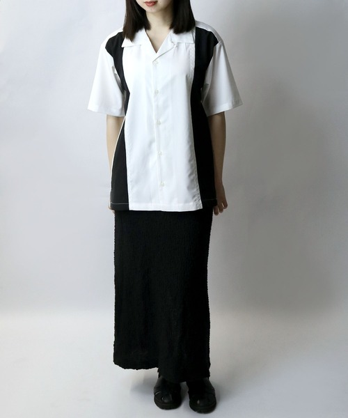 Starting Over(スターティングオーバー)の「bicolor stitching open collar shirt/バイカラー ステッチ 半袖 オープンカラーシャツ(シャツ/ブラウス・メンズ・ホワイト/ブラック/カーキ・M/L/XL)」の16枚目の写真