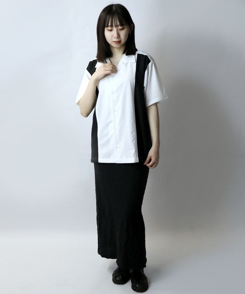 Starting Over(スターティングオーバー)の「bicolor stitching open collar shirt/バイカラー ステッチ 半袖 オープンカラーシャツ(シャツ/ブラウス・メンズ・ホワイト/ブラック/カーキ・M/L/XL)」の17枚目の写真