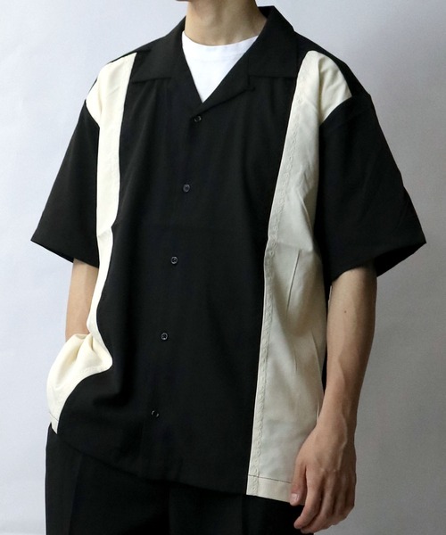 Starting Over(スターティングオーバー)の「bicolor stitching open collar shirt/バイカラー ステッチ 半袖 オープンカラーシャツ(シャツ/ブラウス・メンズ・ホワイト/ブラック/カーキ・M/L/XL)」の20枚目の写真
