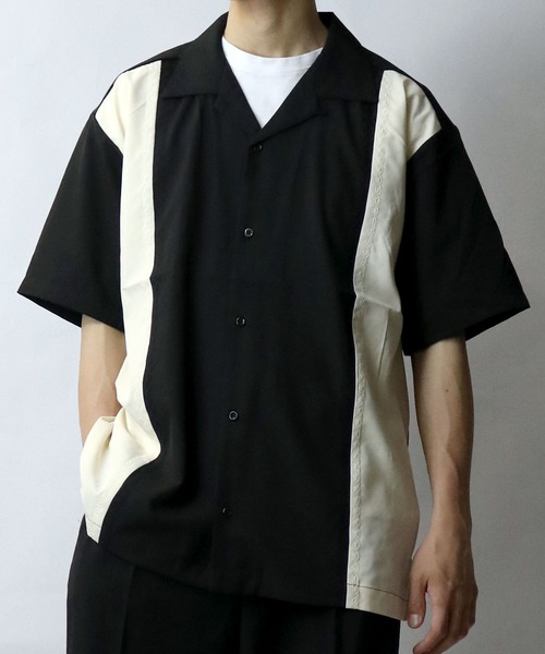 Starting Over(スターティングオーバー)の「bicolor stitching open collar shirt/バイカラー ステッチ 半袖 オープンカラーシャツ(シャツ/ブラウス・メンズ・ホワイト/ブラック/カーキ・M/L/XL)」の21枚目の写真