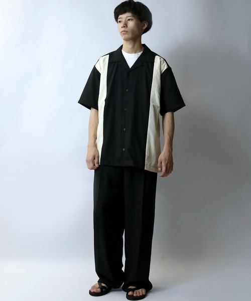 Starting Over(スターティングオーバー)の「bicolor stitching open collar shirt/バイカラー ステッチ 半袖 オープンカラーシャツ(シャツ/ブラウス・メンズ・ホワイト/ブラック/カーキ・M/L/XL)」の10枚目の写真