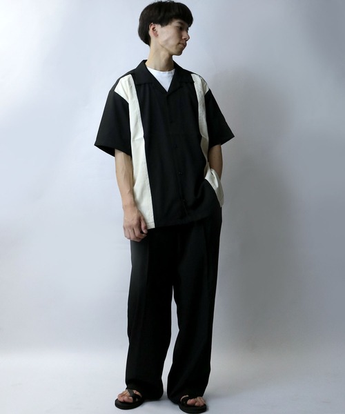Starting Over(スターティングオーバー)の「bicolor stitching open collar shirt/バイカラー ステッチ 半袖 オープンカラーシャツ(シャツ/ブラウス・メンズ・ホワイト/ブラック/カーキ・M/L/XL)」の11枚目の写真
