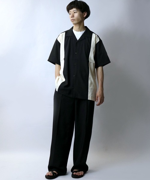 Starting Over(スターティングオーバー)の「bicolor stitching open collar shirt/バイカラー ステッチ 半袖 オープンカラーシャツ(シャツ/ブラウス・メンズ・ホワイト/ブラック/カーキ・M/L/XL)」の12枚目の写真