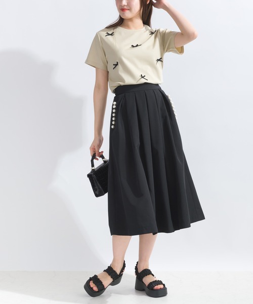 PICCIN(ピッチン)の「グログランリボンTシャツ(Tシャツ/カットソー・レディース・ベージュ/ブラック/オフホワイト・M)」の22枚目の写真