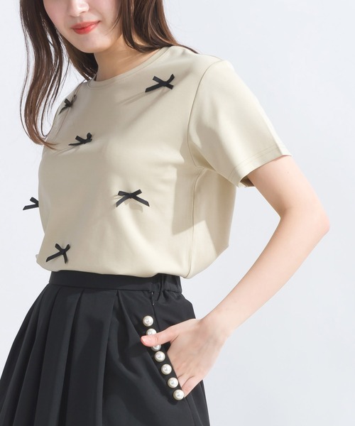 PICCIN(ピッチン)の「グログランリボンTシャツ(Tシャツ/カットソー・レディース・ベージュ/ブラック/オフホワイト・M)」の19枚目の写真