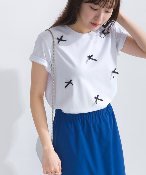 PICCIN(ピッチン)の「グログランリボンTシャツ(Tシャツ/カットソー・レディース・ベージュ/ブラック/オフホワイト・M)」の5枚目の写真