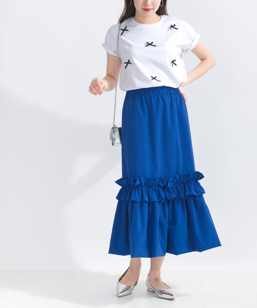 PICCIN(ピッチン)の「グログランリボンTシャツ(Tシャツ/カットソー・レディース・ベージュ/ブラック/オフホワイト・M)」の8枚目の写真