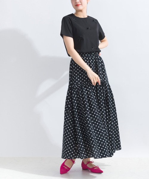 PICCIN(ピッチン)の「グログランリボンTシャツ(Tシャツ/カットソー・レディース・ベージュ/ブラック/オフホワイト・M)」の16枚目の写真