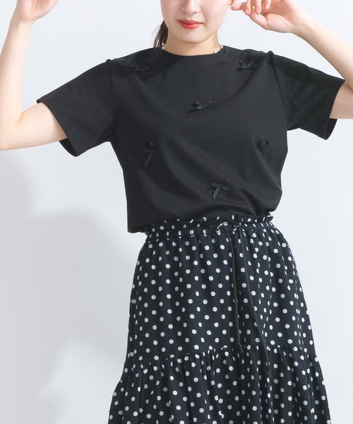 PICCIN(ピッチン)の「グログランリボンTシャツ(Tシャツ/カットソー・レディース・ベージュ/ブラック/オフホワイト・M)」の11枚目の写真