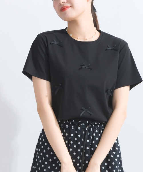 PICCIN(ピッチン)の「グログランリボンTシャツ(Tシャツ/カットソー・レディース・ベージュ/ブラック/オフホワイト・M)」の14枚目の写真