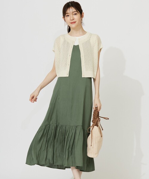 【セール】【貴島明日香さんコラボ・3点セット】メッシュ ニット×キャミ ワンピース（セットアップ）｜any SiS（エニィスィス）