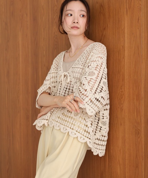 【大人気クロシェシリーズ】クロシェ半袖カーディガン