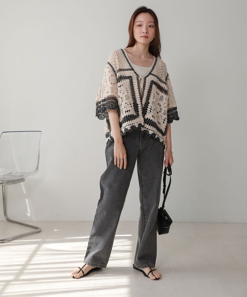 【大人気クロシェシリーズ】クロシェ半袖カーディガン