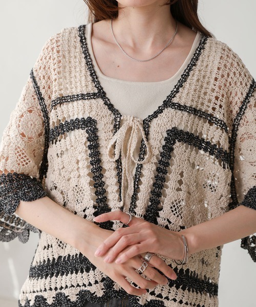 Bab（バブ）の「【大人気クロシェシリーズ】クロシェ半袖カーディガン（カーディガン/ボレロ・レディース・ホワイト系その他/A/B・FREE）」の17枚目の写真