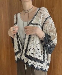 Bab（バブ）の「【体型カバー】クロシェ半袖カーディガン（カーディガン/ボレロ）」