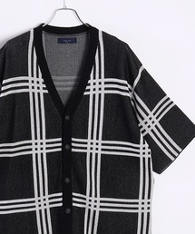 WESTSEA（ウエストシー）の「接触冷感 オーバーサイズ 5分袖 サマーニットVカーディガン スプラッシュ柄 チェック柄 無地（カーディガン/ボレロ・メンズ）」