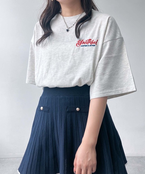 AS KNOW AS plus(アズノゥアズプラス)の「◎車バックプリント サガラ刺繍ロゴ ゆったりオーバーサイズ半袖Tシャツ(Tシャツ/カットソー・レディース・ピンク/キナリ/スミクロ/アイボリー系/ブラック系/ピンク系/ベージュ系1/ピンク系1/ブラック系1・FREE)」の11枚目の写真