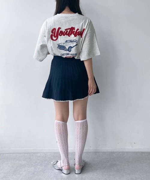 AS KNOW AS plus(アズノゥアズプラス)の「◎車バックプリント サガラ刺繍ロゴ ゆったりオーバーサイズ半袖Tシャツ(Tシャツ/カットソー・レディース・ピンク/キナリ/スミクロ/アイボリー系/ブラック系/ピンク系/ベージュ系1/ピンク系1/ブラック系1・FREE)」の17枚目の写真