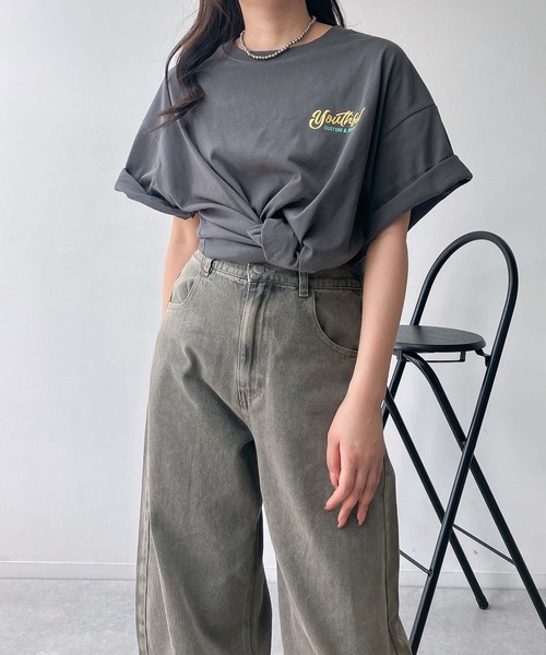 AS KNOW AS plus(アズノゥアズプラス)の「◎車バックプリント サガラ刺繍ロゴ ゆったりオーバーサイズ半袖Tシャツ(Tシャツ/カットソー・レディース・ピンク/キナリ/スミクロ/アイボリー系/ブラック系/ピンク系/ベージュ系1/ピンク系1/ブラック系1・FREE)」の18枚目の写真