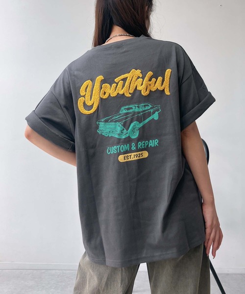 AS KNOW AS plus(アズノゥアズプラス)の「◎車バックプリント サガラ刺繍ロゴ ゆったりオーバーサイズ半袖Tシャツ(Tシャツ/カットソー・レディース・ピンク/キナリ/スミクロ/アイボリー系/ブラック系/ピンク系/ベージュ系1/ピンク系1/ブラック系1・FREE)」の20枚目の写真