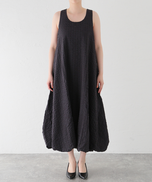 BLACK CRANE（ブラッククレーン）の「【BLACK CRANE/ブラック クレーン】PARACHUTE DRESS SK-PHD21（ワンピース・レディース・ブラック/マスタード・SMALL）」の3枚目の写真