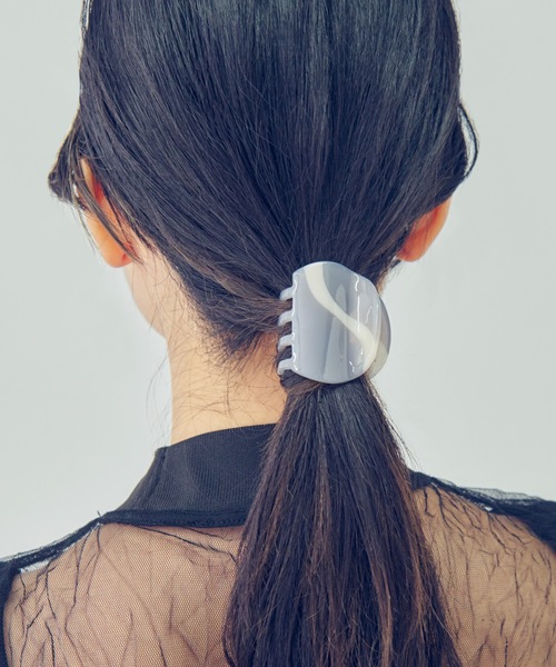 ホワイト ライン ミニ バンス クリップ（バレッタ/ヘアクリップ