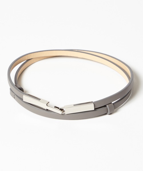 AIMER（エメ）の「フックデザイン細ベルト（ベルト・レディース・グレー/ベージュ・FREE）」の2枚目の写真