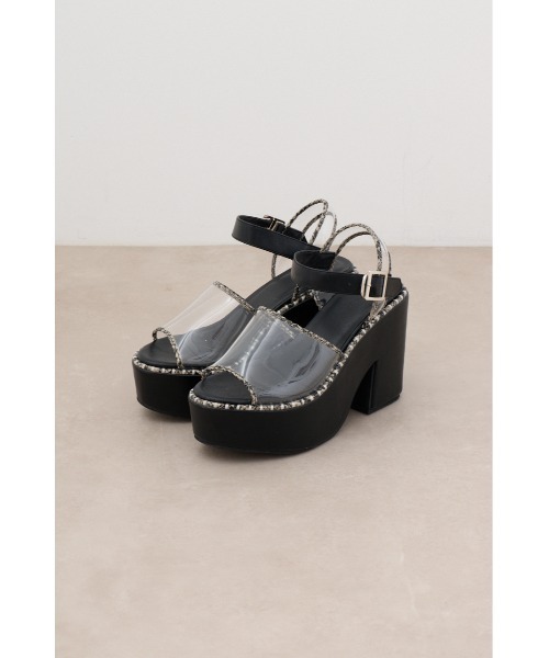 AZUL by moussy(アズールバイマウジー)の「リムステッチプラットフォームサンダル(サンダル・レディース・クリア/ブラック・MEDIUM/LL/LARGE/SMALL)」の14枚目の写真