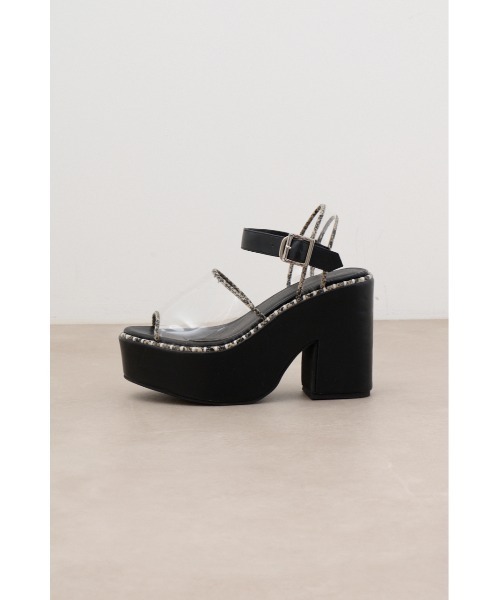 AZUL by moussy(アズールバイマウジー)の「リムステッチプラットフォームサンダル(サンダル・レディース・クリア/ブラック・MEDIUM/LL/LARGE/SMALL)」の15枚目の写真