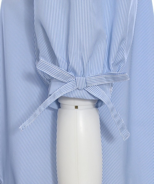 clear（クリア）の「裾アシメフリル袖リボン半袖シャツワンピース[バレエコア ガーリー ミニ丈 ショート丈]≪再入荷≫（ワンピース・レディース・ブルー/ピンク/オフホワイト/ブルー系その他/ブラック・F）」の7枚目の写真