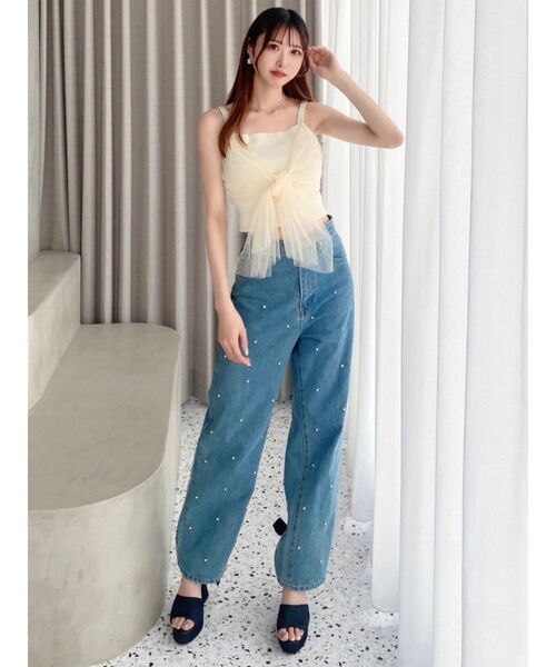 EATME（イートミー）の「ストーン付きデニムパンツ（デニムパンツ・レディース・ライトブルー/ブラック・SMALL/MEDIUM）」の4枚目の写真