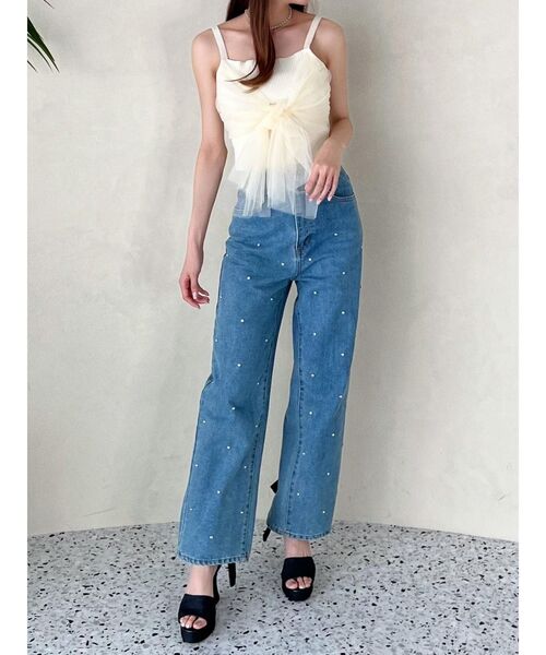 EATME（イートミー）の「ストーン付きデニムパンツ（デニムパンツ・レディース・ライトブルー/ブラック・SMALL/MEDIUM）」の9枚目の写真