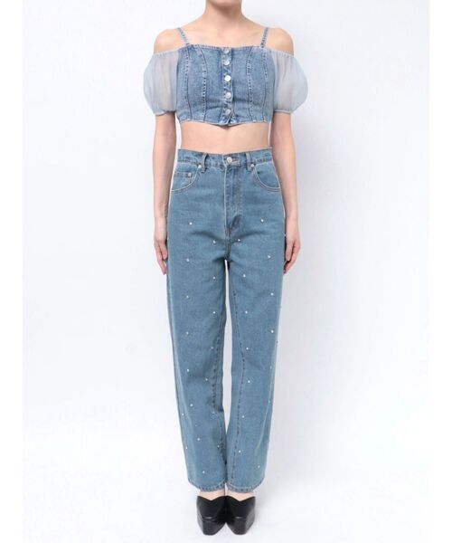 EATME（イートミー）の「ストーン付きデニムパンツ（デニムパンツ・レディース・ライトブルー/ブラック・SMALL/MEDIUM）」の22枚目の写真