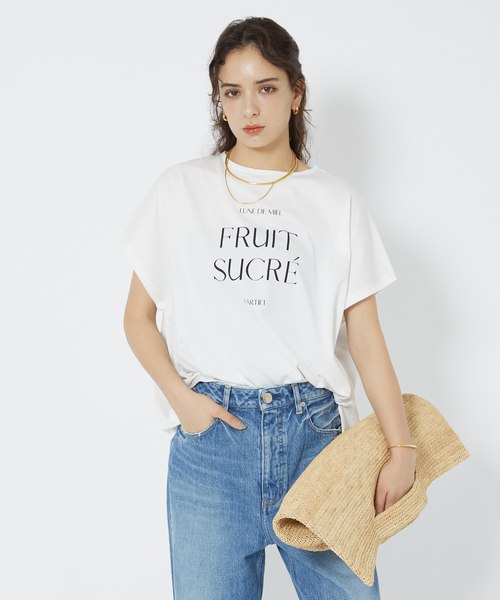 Rouge vif（ルージュヴィフ）の「【一部店舗限定】シルケット天竺フレンチスリーブTシャツ（Tシャツ/カットソー・レディース・チャコールグレー/ブラック・フリー）」の9枚目の写真