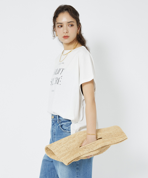 Rouge vif（ルージュヴィフ）の「【一部店舗限定】シルケット天竺フレンチスリーブTシャツ（Tシャツ/カットソー・レディース・チャコールグレー/ブラック・フリー）」の8枚目の写真