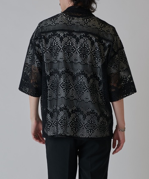 Lui's（ルイス）の「クロシェ編み半袖ZIPシャツブルゾン（シャツ/ブラウス・メンズ・ブラック/キナリ・S/M）」の12枚目の写真