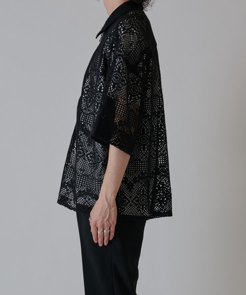 Lui's（ルイス）の「クロシェ編み半袖ZIPシャツブルゾン（シャツ/ブラウス・メンズ・ブラック/キナリ・S/M）」の17枚目の写真